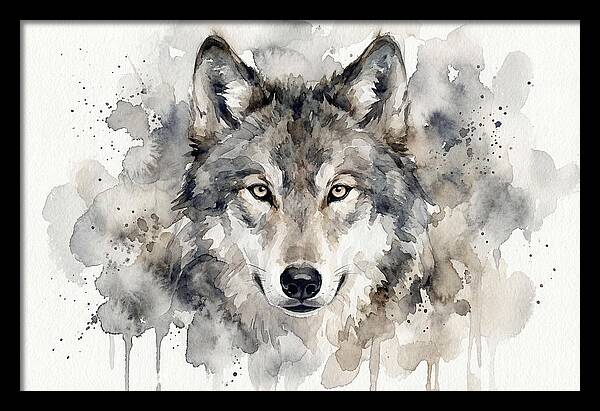 Wolf Watercolor Portrait