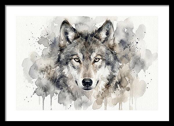 Wolf Watercolor Portrait