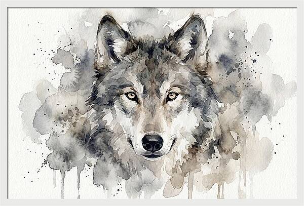 Wolf Watercolor Portrait