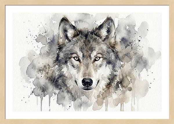 Wolf Watercolor Portrait