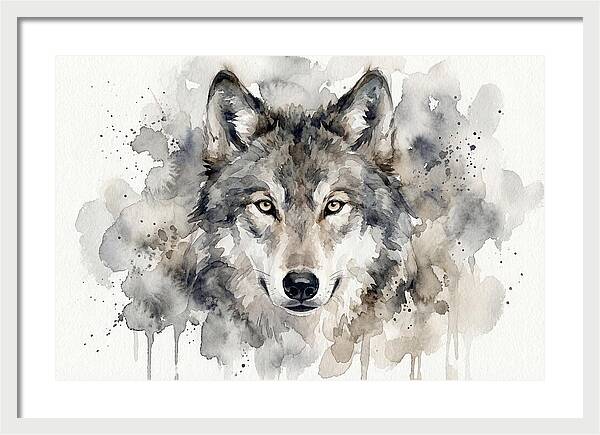Wolf Watercolor Portrait