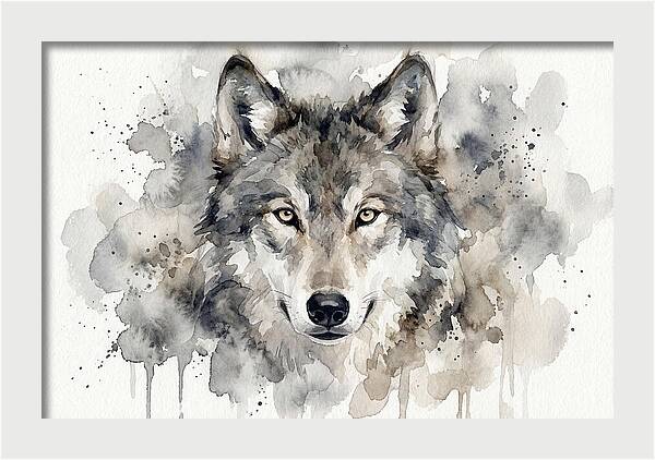 Wolf Watercolor Portrait