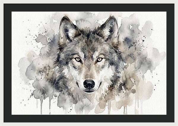 Wolf Watercolor Portrait