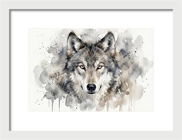 Wolf Watercolor Portrait