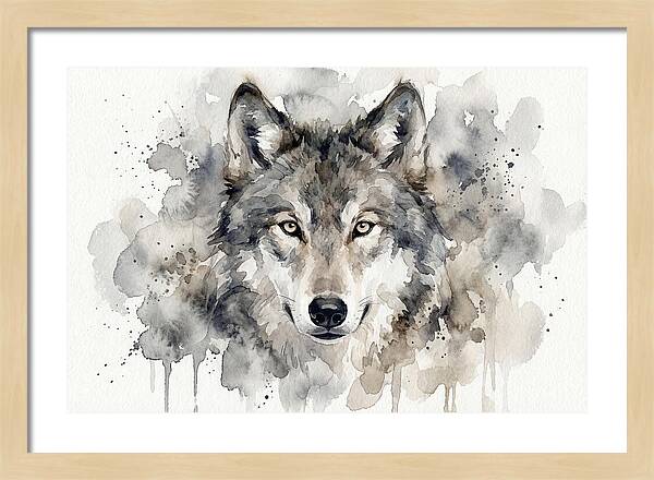 Wolf Watercolor Portrait