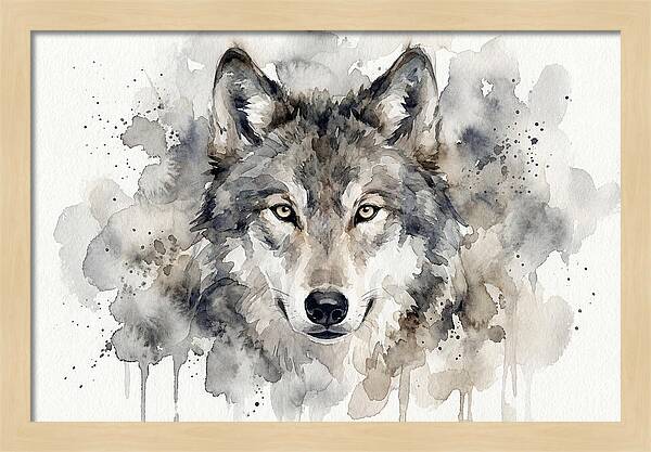 Wolf Watercolor Portrait