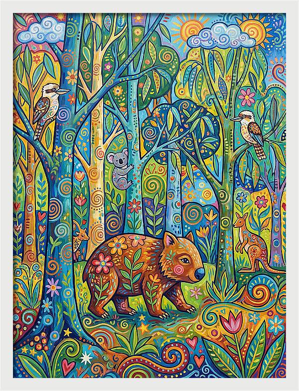 Wombat In A Colorful Forest