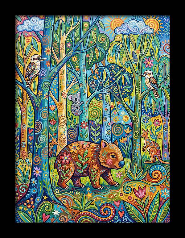 Wombat In A Colorful Forest