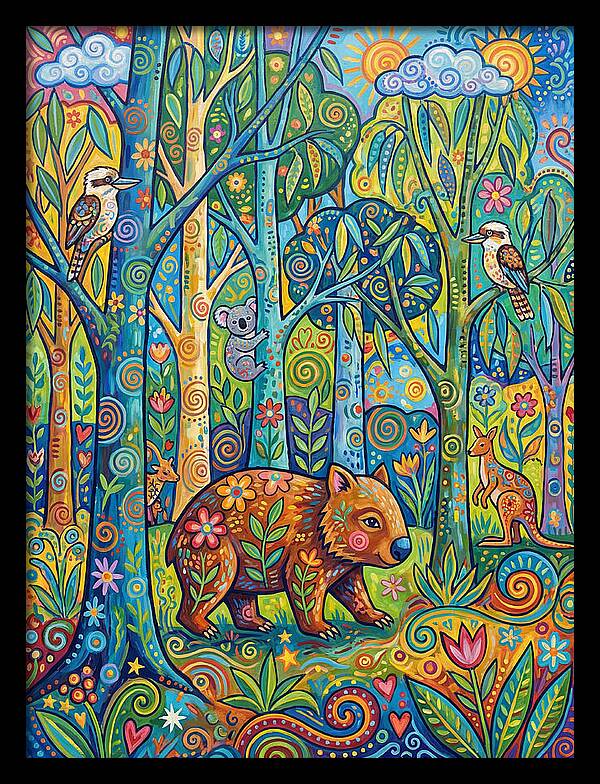 Wombat In A Colorful Forest