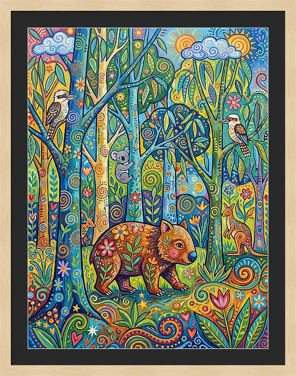 Wombat In A Colorful Forest