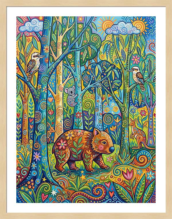 Wombat In A Colorful Forest