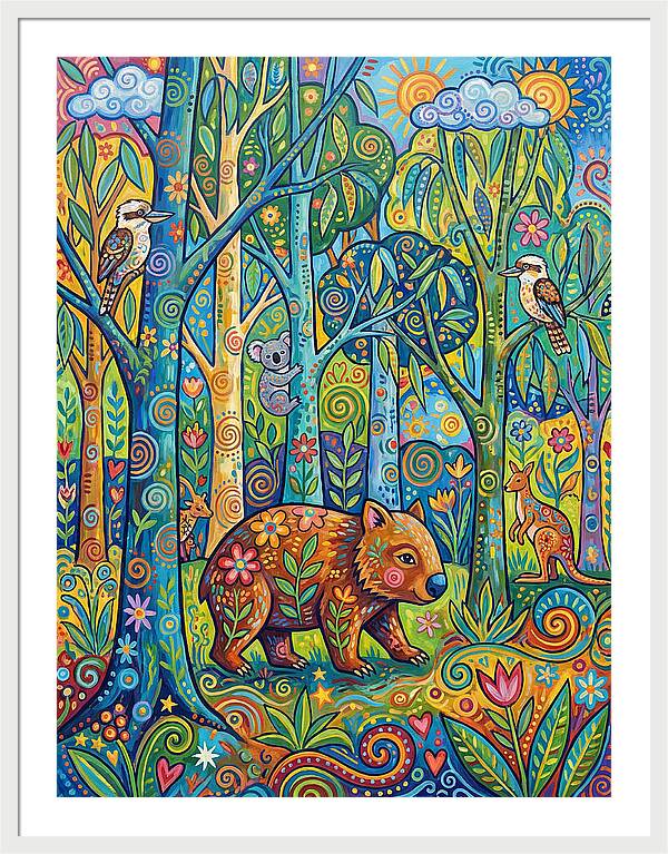 Wombat In A Colorful Forest