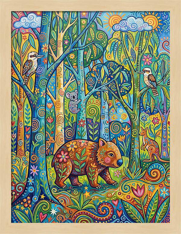 Wombat In A Colorful Forest