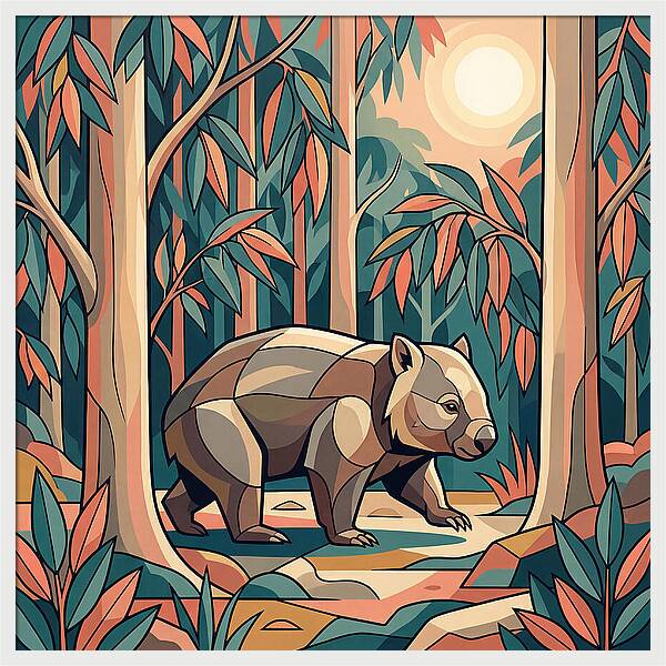 Wombat In A Vibrant Forest