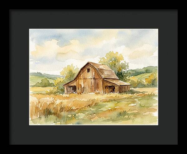 Wooden Barn In Tranquil Landscape