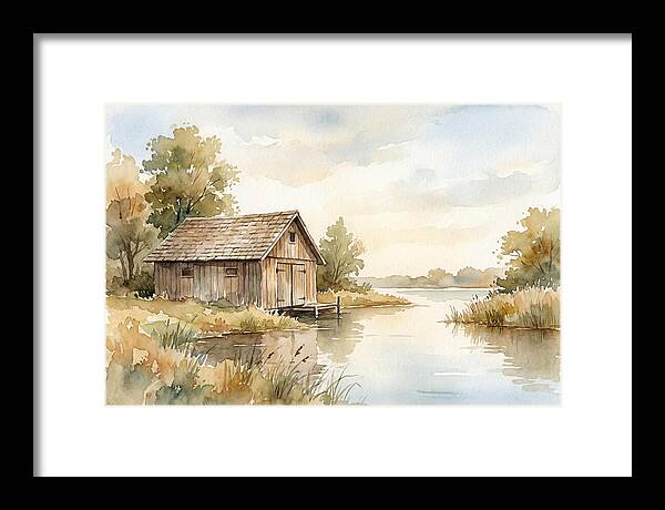 Wooden Boathouse Beside Still Water