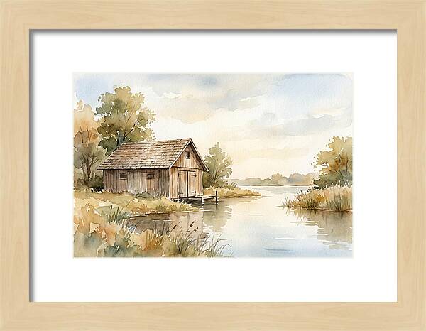 Wooden Boathouse Beside Still Water
