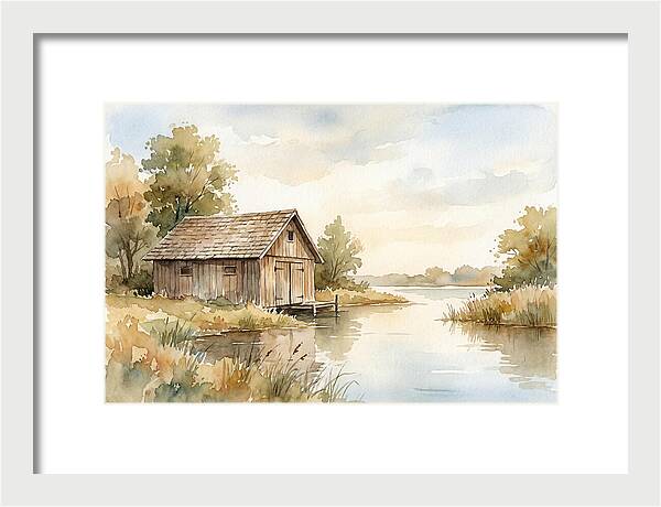 Wooden Boathouse Beside Still Water