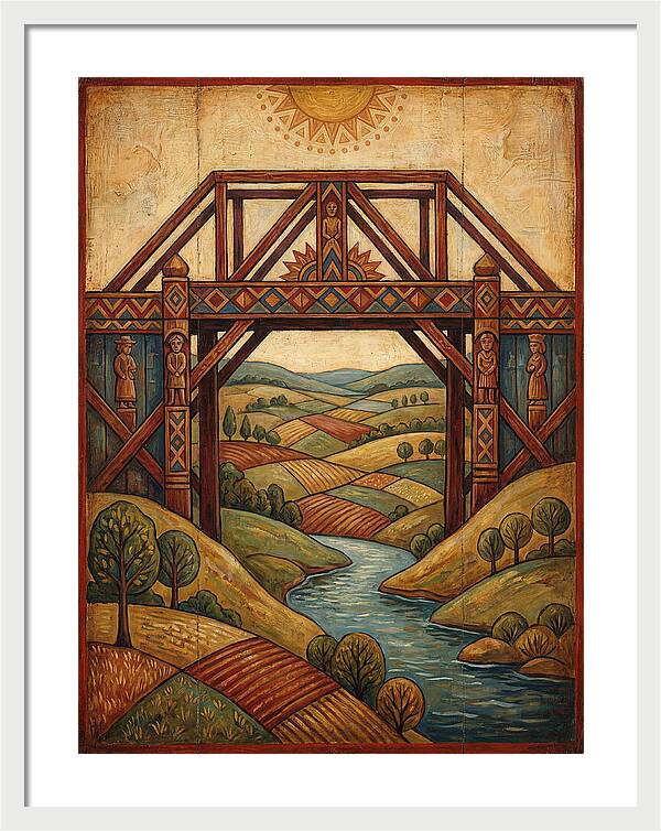 Wooden Bridge Over Serene Landscape