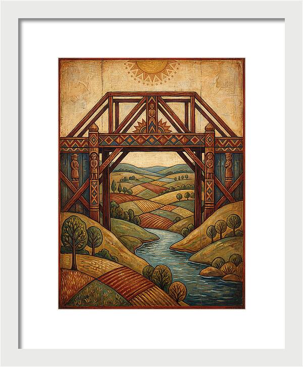 Wooden Bridge Over Serene Landscape