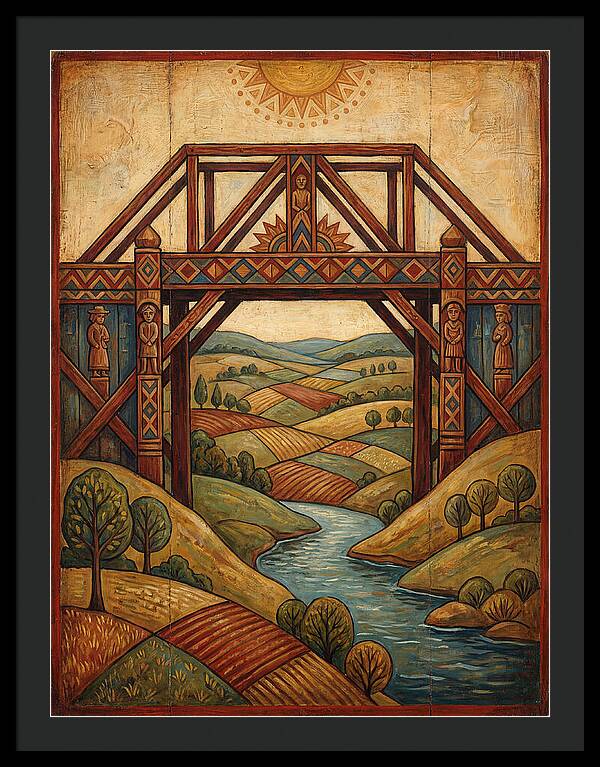 Wooden Bridge Over Serene Landscape