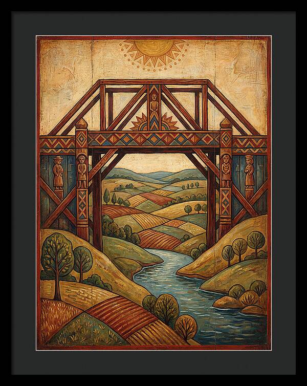 Wooden Bridge Over Serene Landscape