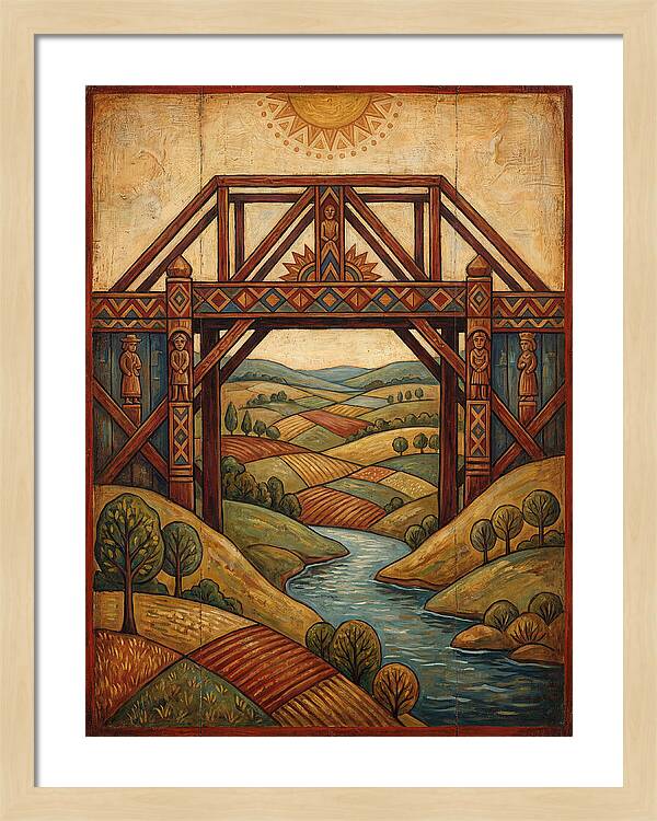 Wooden Bridge Over Serene Landscape