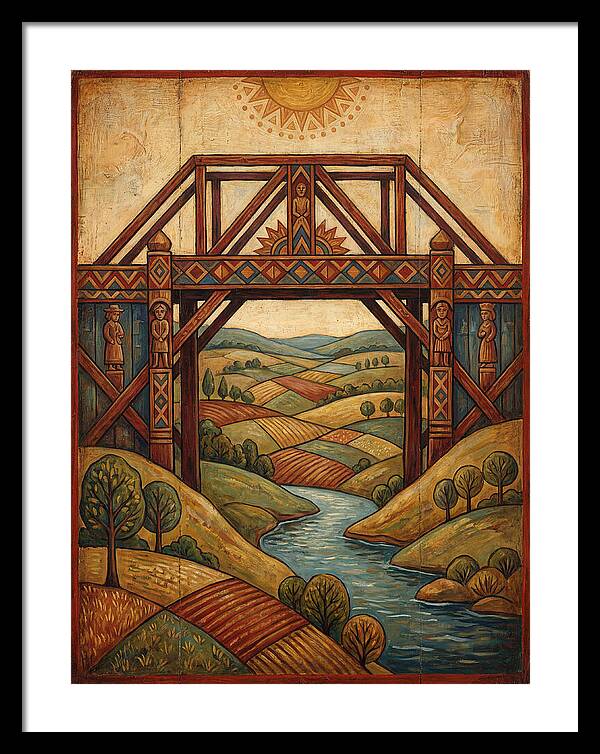 Wooden Bridge Over Serene Landscape