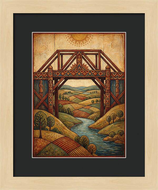 Wooden Bridge Over Serene Landscape
