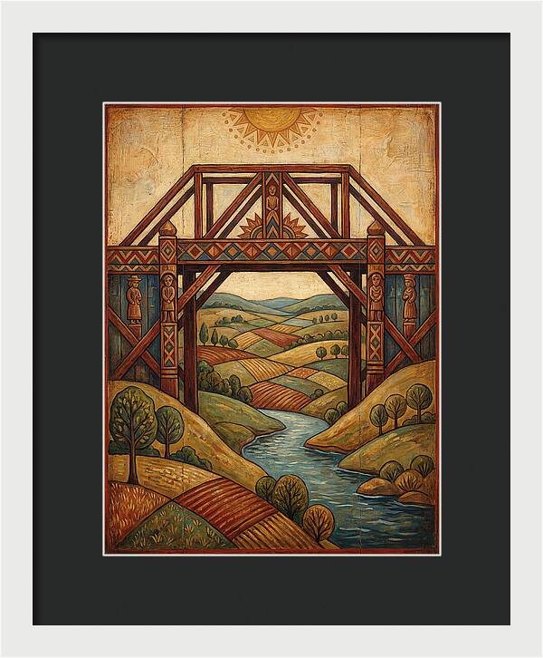 Wooden Bridge Over Serene Landscape