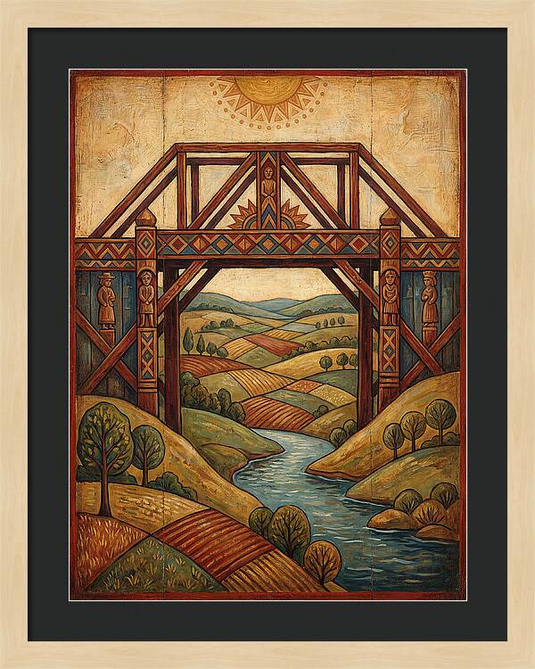 Wooden Bridge Over Serene Landscape