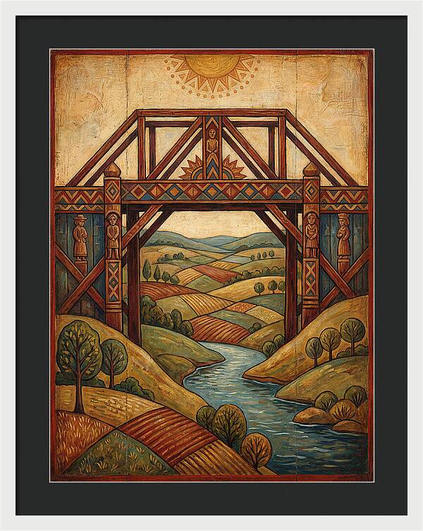 Wooden Bridge Over Serene Landscape