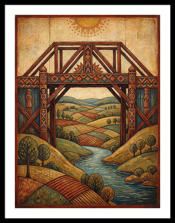 Wooden Bridge Over Serene Landscape