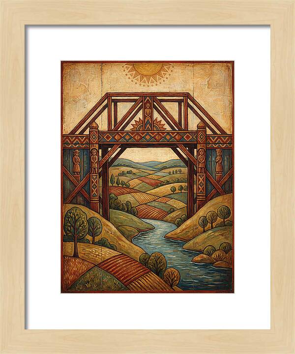 Wooden Bridge Over Serene Landscape