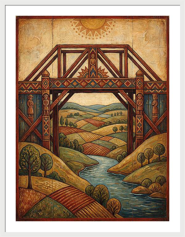 Wooden Bridge Over Serene Landscape