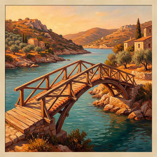 Wooden Bridge Over Tranquil Waters