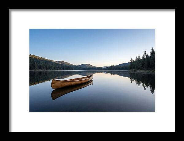 Wooden Canoe On Still Lake