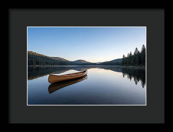 Wooden Canoe On Still Lake