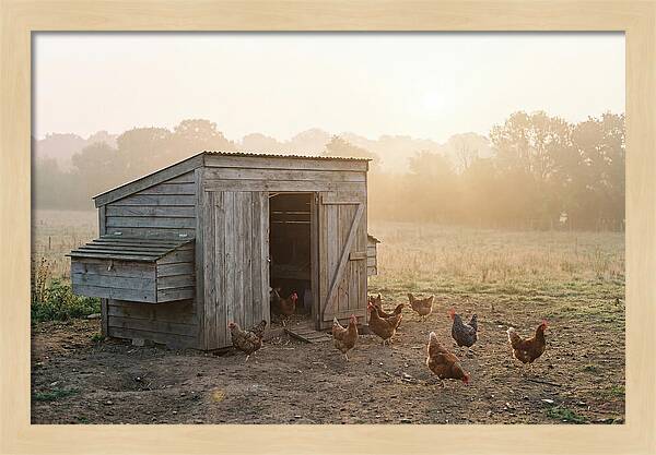 Wooden Chicken Coop At Dawn