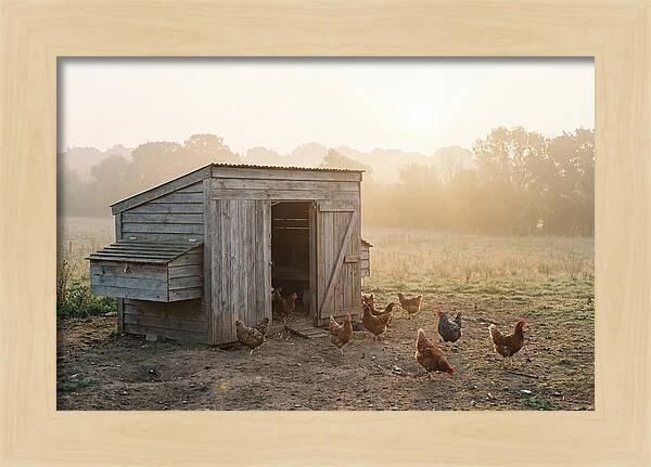 Wooden Chicken Coop At Dawn