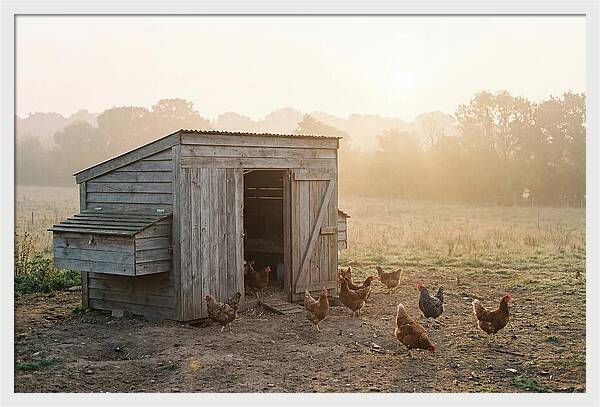 Wooden Chicken Coop At Dawn