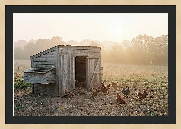 Wooden Chicken Coop At Dawn