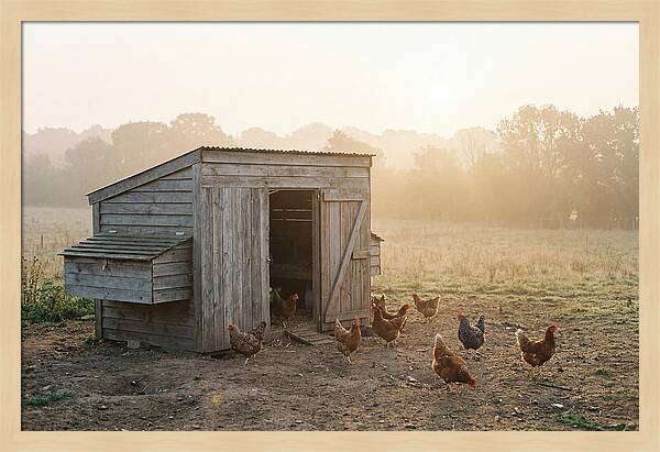 Wooden Chicken Coop At Dawn