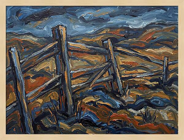 Wooden Fence Under Dramatic Sky