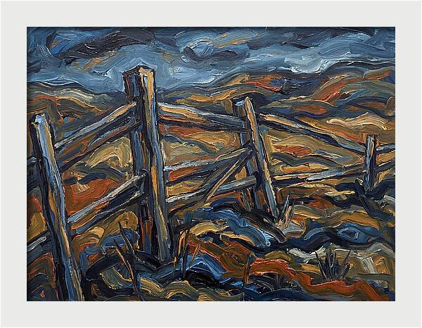 Wooden Fence Under Dramatic Sky
