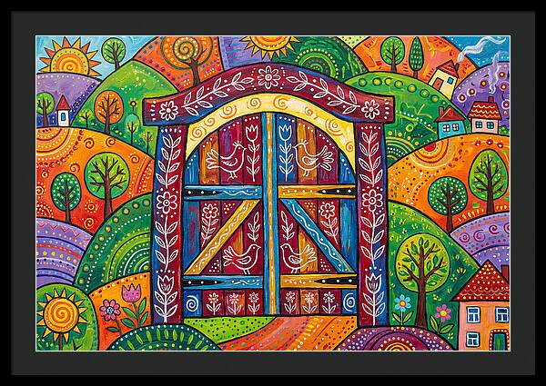 Wooden Gate In A Vibrant Landscape