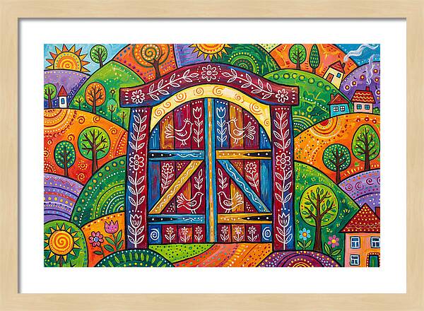Wooden Gate In A Vibrant Landscape