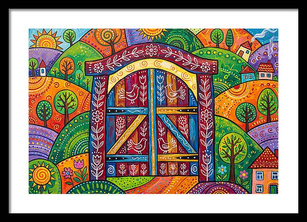 Wooden Gate In A Vibrant Landscape