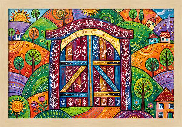 Wooden Gate In A Vibrant Landscape
