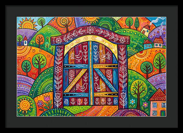 Wooden Gate In A Vibrant Landscape